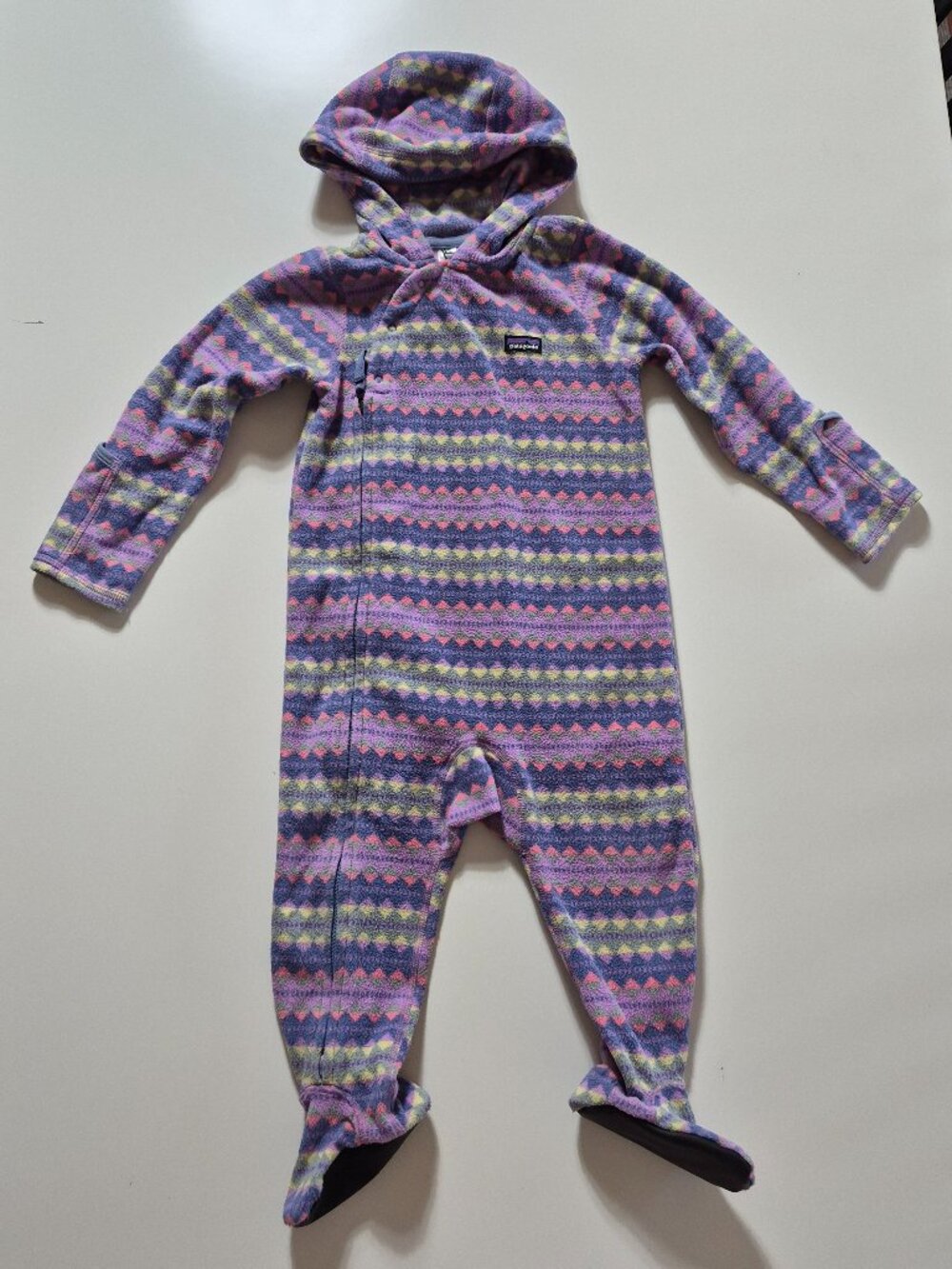 Patagonia Baby Micro D Fleece Bunting 18-24M Geometric Hooded Footed